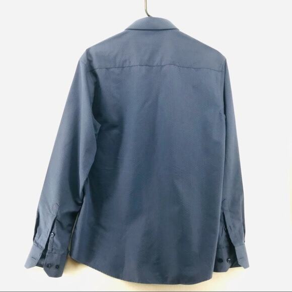 Massimo Dutti Shirt Size 15.5 100% Cotton Blue Dotted Button Up - Picture 5 of 5